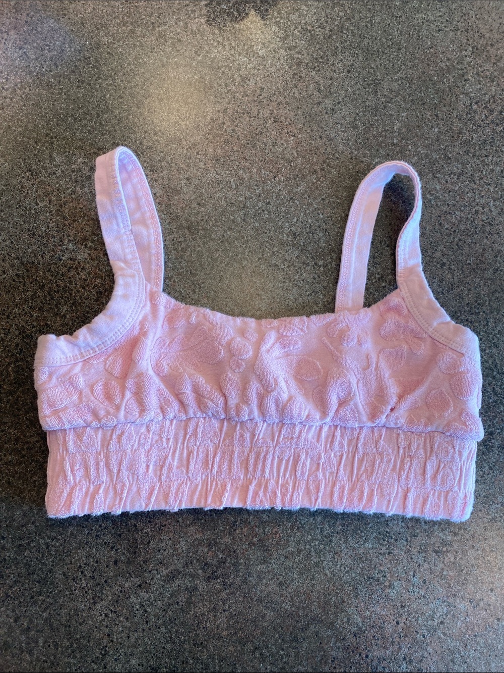 Z Supply Light Pink Smocked Terry Textured Bralette